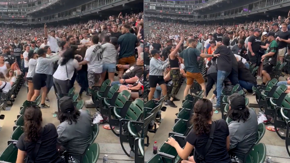 Fans brawl in stands during Chicago White Sox-Texas Rangers game