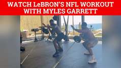 LeBron James competes with Myles Garrett in intense NFL workout