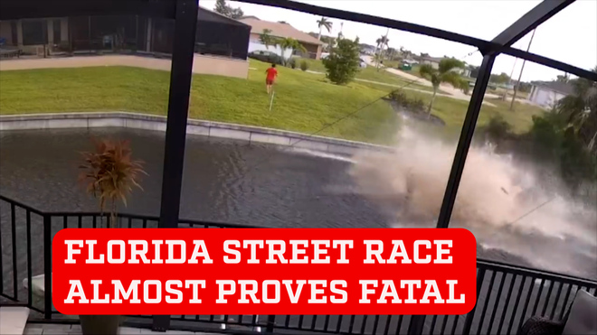 Daredevil Florida race driver loses control at 80MPH... is somehow ...