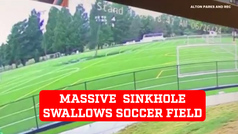 Massive sinkhole swallows soccer field in Illinois in shocking video