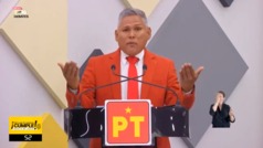 Nuevo Len: Rodrigo Puente Ornelas, candidato del PT a la Alcalda de Apodaca canta en pleno debate