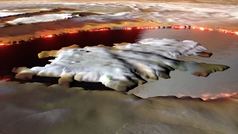 Juno ofrece vistas areas de una montaa y un lago de lava 