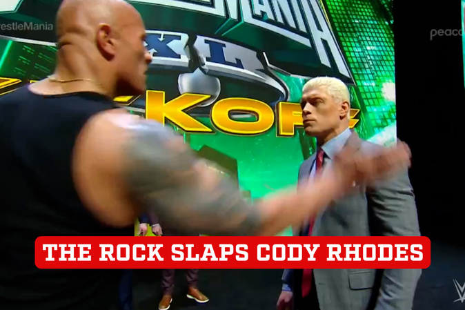 WrestleMania XL ignites as The Rock gets off to a fiery start with a resounding slap to Cody Rhodes