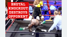 Brutal knockout leaves the opponent destroyed, he celebrates by shouting excessively