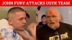 John Fury starts bleeding after voilently headbutting member of Oleksandr Usyk's team