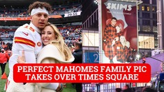 Perfect Mahomes family photo lights up Times Square for holidays