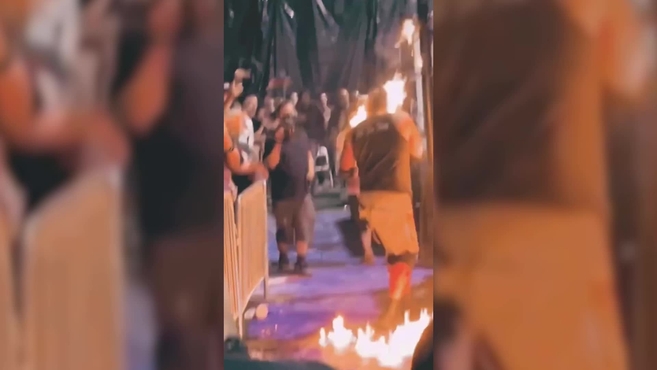Wrestler sets himself on fire in California deathmatch