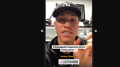 Tom Brady recruits Aaron Judge right before the Yankees' Playoffs game.