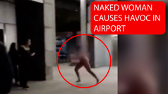 Naked woman causes havoc in Chilean airport after attacking passengers