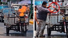Hombre apaga el incendio de una motocicleta con una Coca-Cola y "rompe" el internet