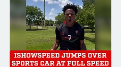 iShowSpeed proves he can leap like Cristiano Ronaldo and jumps over sports car at full speed 