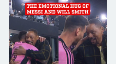 Lionel Messi and Will Smith greet and embrace effusively at Inter Miami game