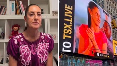Claudia Sheinmbaum se deslinda por video suyo en pantallas de Times Square