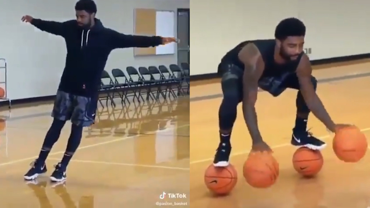 Kyrie Irving shows off incredible balancing skills