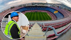Joan Laporta y junta directiva del Barcelona visitan obras del nuevo Camp Nou