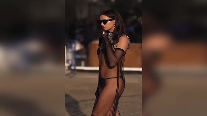 Irina Shayk takes the lingerie trend to a new extreme in completely  see-through dress