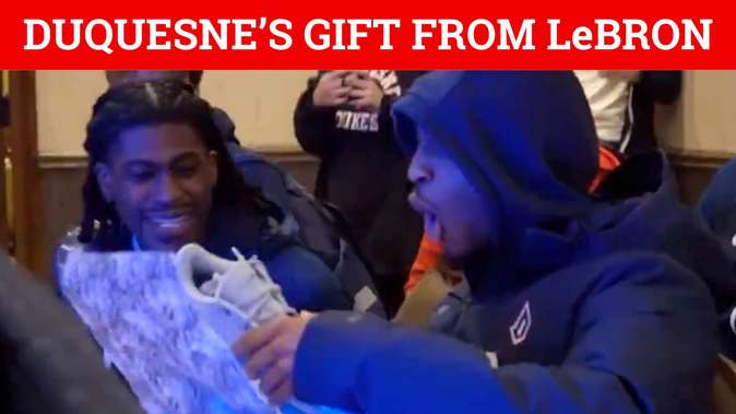 LeBron James gifted Duquesne sneakers before March Madness upset