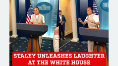 Dawn Staley does a hilarious secretary impression in a White House podium