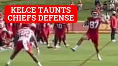 Travis Kelce taunts Chiefs defense with high step move at training camp