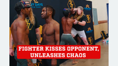 Fighter kisses opponent, sparks chaos before cage match