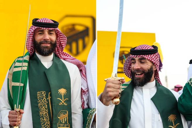بنزيما ونجوم الاتحاد يحتفلون باليوم الوطني السعودي بارتداء الزي التقليدي