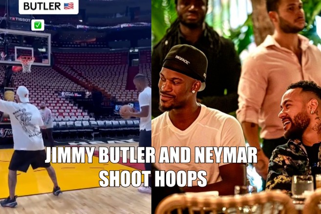 Soccer legend Neymar amazes Miami Heat's Jimmy Butler with wild free-throw  shot