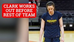 Caitlin Clark puts up extra shots before Indiana Fever practice in empty gym