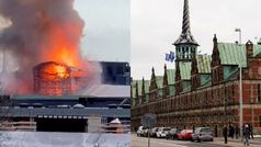 Arde el emblemtico edificio de la antigua Bolsa de Copenhague