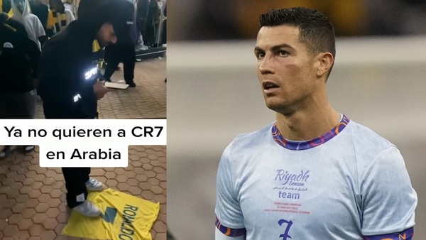 Pisotean la camiseta de Cristiano en Arabia Saudita y le cantan