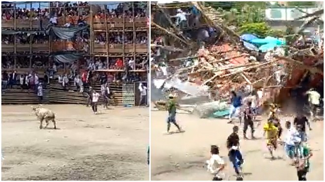 Actualidad: ¡Imágenes espeluznantes! Se desploma una de las graderías de la  plaza de toros de El Espinal | MARCA Claro Colombia